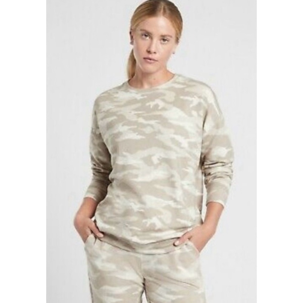 Athleta Studio To Street Camo Sweatshirt In Oatmeal Heather S